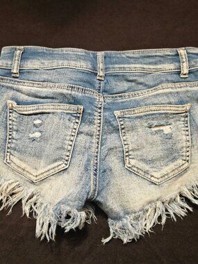 Distressed Denim Cutoff Shorts with Frayed Hem